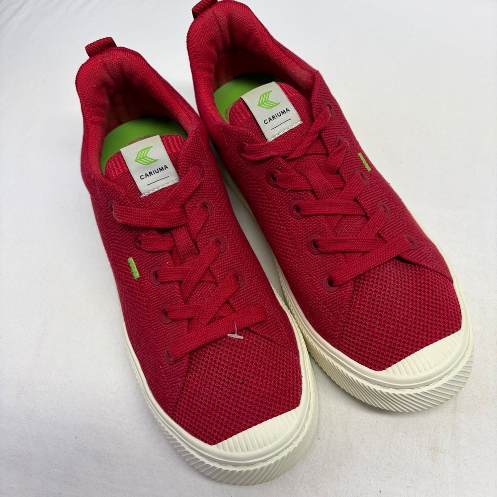 Cariuma IBI Knit Sneakers Womens 10 Red Sustainable Low Top Casual Walking Shoes
